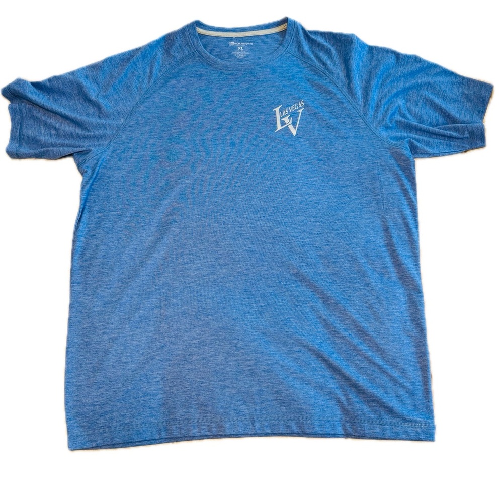 Las Vegas MGM Grand Decal Men’s Size XL Tee Shirt Light Blue Poly Blend - New